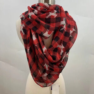 David and Young Women's Buffalo Plaid Holiday Reindeer Mistletoe Infinity Scarf‎